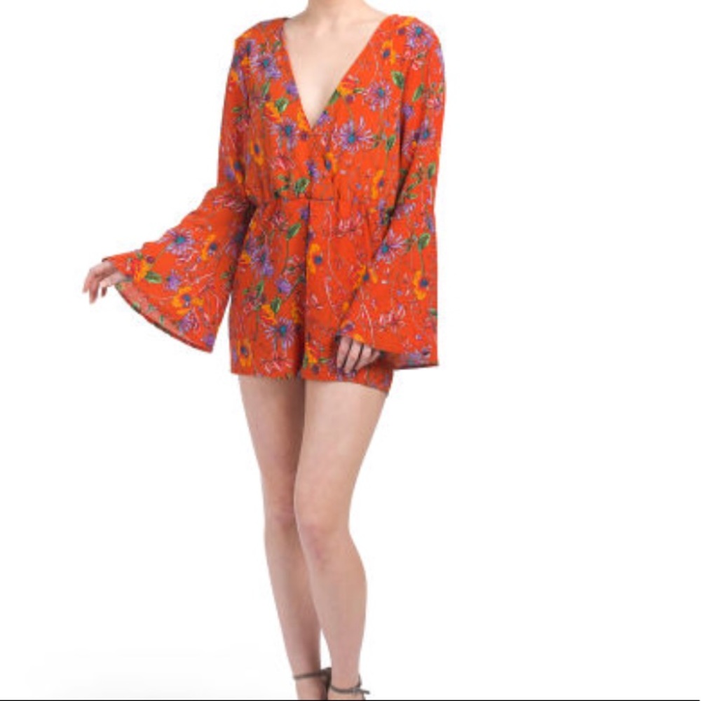Floral bell sleeve romper